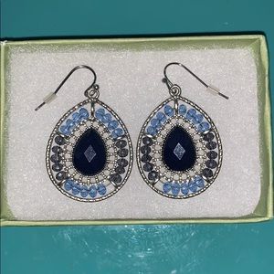 Blue beaded drop earrings